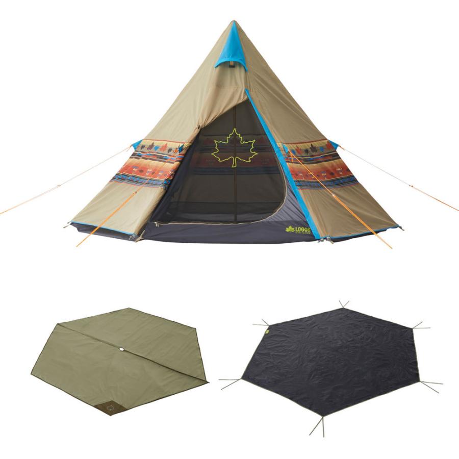 LOGOS - ナバホー Tepee 300 仕掛ける-BB ワンポールテント 運動場居敷き 2点仕掛ける (神のことば) 71908001 アウトドア、キャンプ、登山-アウトドア、釣り、旅行用品