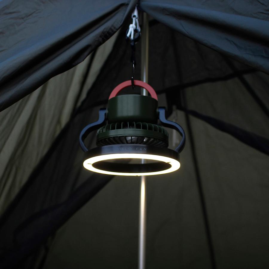 SOLO FAN 3WAY LEDライト付き扇風機 キャンプ用品 キャンピングアクセサリー カーキ TTSF1001KH
