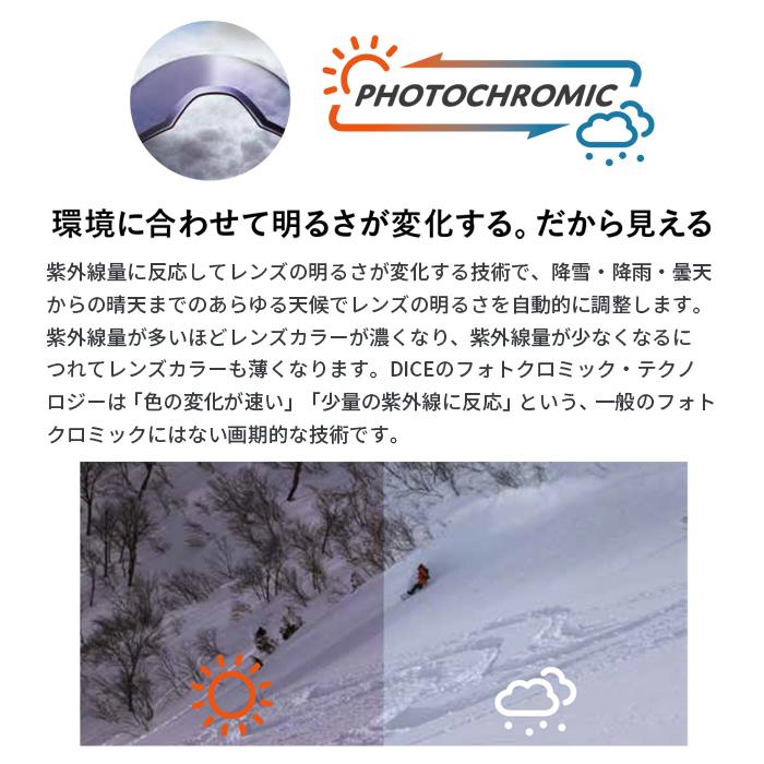 日本正規品 スノーボード ゴーグル ダイス 23-24 DICE BANK BK35190 MBK Photochromic/Mit Red バンク 調光 スキー｜sportsbomber｜04