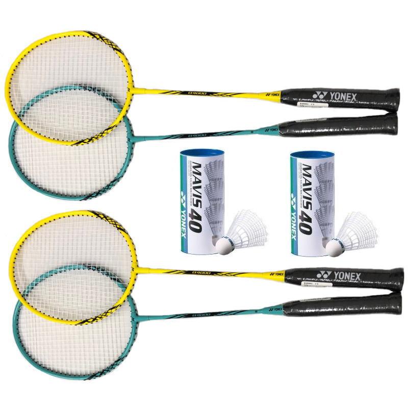 バドミントンセット ラケット ヨネックス バドミントンラケット 4本 シャトル ナイロン 6個 YONEX 初心者 試合 アウトドア レジャー 家族  遊び 練習 部活