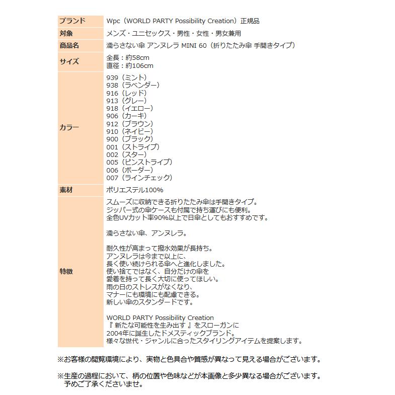 Wpc. カサ UVカット 超撥水 折りたたみ雨傘 日傘 アンヌレラ UN002 晴雨兼用 傘 メンズ レディース 女性 おしゃれ コンパクト ダントツ撥水 母の日｜sportsjima｜20