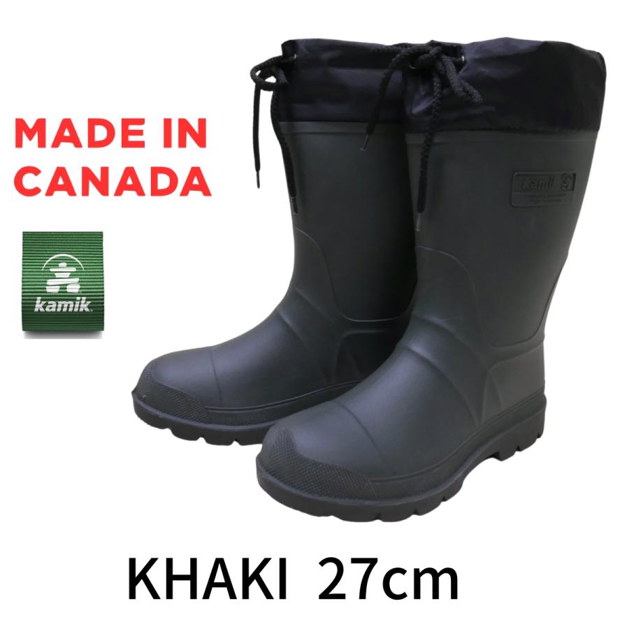 カミック フォレスター メンズ KHK 27cm カーキ 防寒 長靴 ラバー 