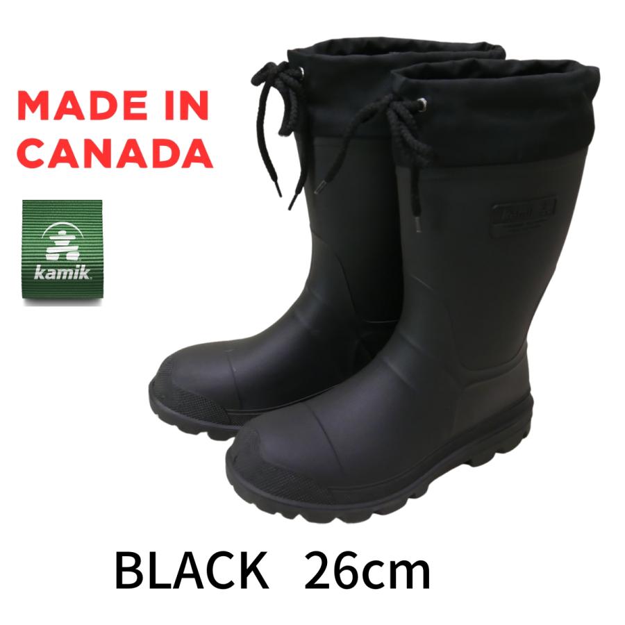 カミック メンズ 26cm ブラック アイスブレーカー 防寒 長靴 カナダ製 防水 上位モデル ラバーブーツ 雪かき 国内正規品 KAMIK