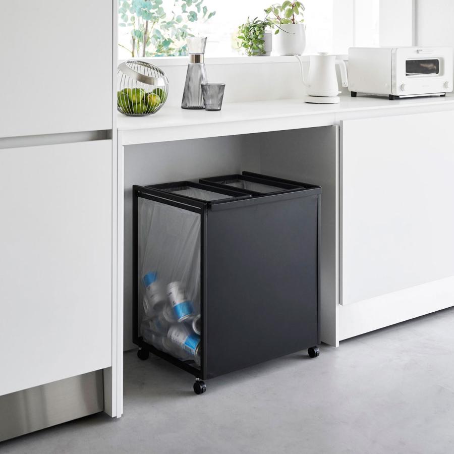 【開封済未使用品】山崎実業tower ゴミ箱45L2分別黒ブラック tower 分別ゴミ箱 山崎実業 タワー 目隠し分別ダストワゴン 45L 2分別