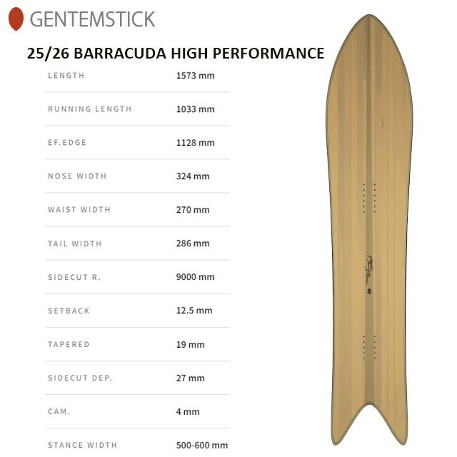 スノーボード GENTEMSTICK BARRACUDA HP GENTEMSTICK】ゲンテンスティック【BARRACUDA HIGH PERFORMANCE】 2025