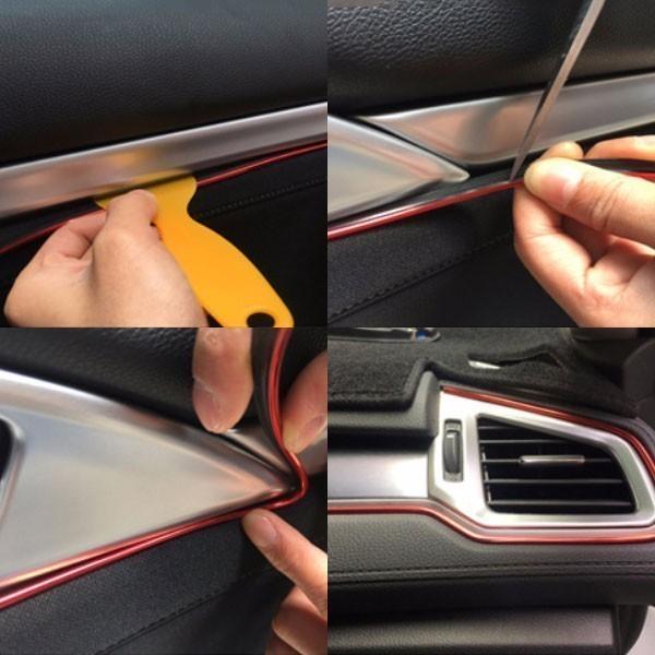 カーインテリアモール 車 隙間 モール Diy内装 5mカラーメッキ レッド 送料無料 5 Interior Red スプリング 通販 Yahoo ショッピング