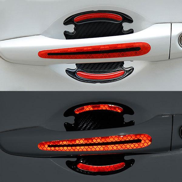 ひっかき 傷 防止 ドアハンドル プロテクター 夜間反射 8枚セット ドア ガード ステッカー シート フィルム  汎用 外装 カー用品 | ブランド登録なし | 01