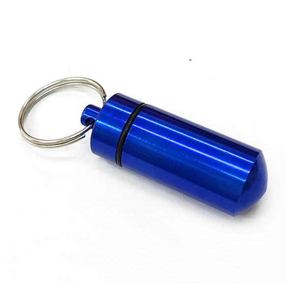 キーホルダー キーリング 携帯型 薬入れ ピルケース 防水 ストラップ アクセサリー 自転車 車 バイク 家 鍵 ブルー 送料無料 | ブランド登録なし | 01