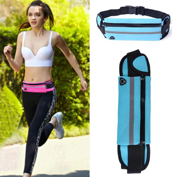 ランニングポーチ ウエストポーチ ボトルポーチ 小物入れ ウォーキング ジョギング スマホ ツーリング 防水 バッグ ブルー 送料無料 | ブランド登録なし