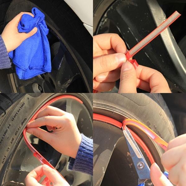 ホイールリムガード ステッカー テープ タイヤ 保護 カバー 8m 車 バイク カー用品 自転車 ブラック tapewheel