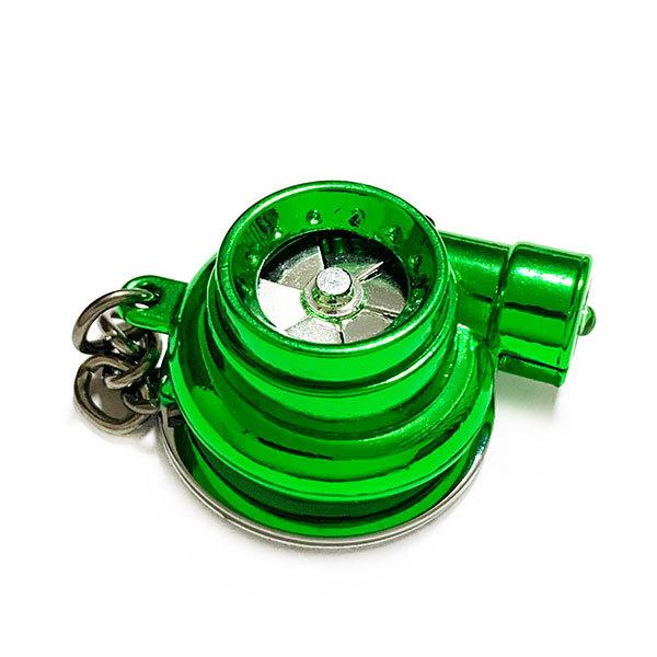 キーホルダー ターボ キーリング ストラップ タービン音付き LEDライト アクセサリー 自転車 車 バイク 家 鍵 グリーン 送料無料 | ブランド登録なし