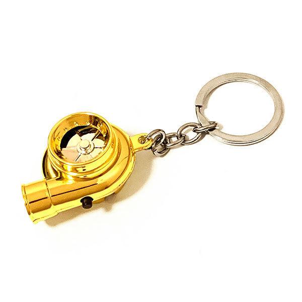 キーホルダー ターボ キーリング ストラップ タービン音付き LEDライト アクセサリー 自転車 車 バイク 家 鍵 グリーン 送料無料 | ブランド登録なし | 01