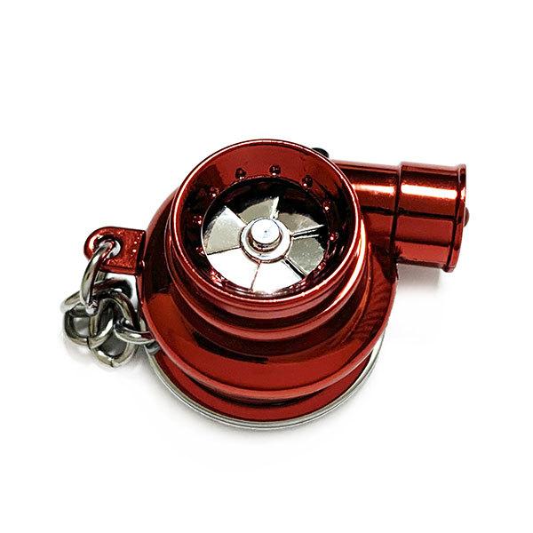 キーホルダー ターボ キーリング ストラップ タービン音付き LEDライト アクセサリー 自転車 車 バイク 家 鍵 レッド 送料無料 | ブランド登録なし