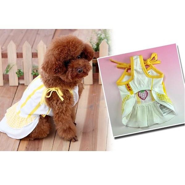 犬服イチゴフリフリメッシュワンピース見本