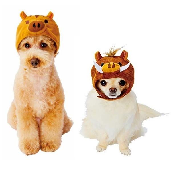 【アウトレット!】 ペティオ 犬用 変身ほっかむり S・M イノシシ・ウリ坊 コスチューム コスプレ 犬服 超小型犬〜小型犬用 【訳あり】 |  | 01