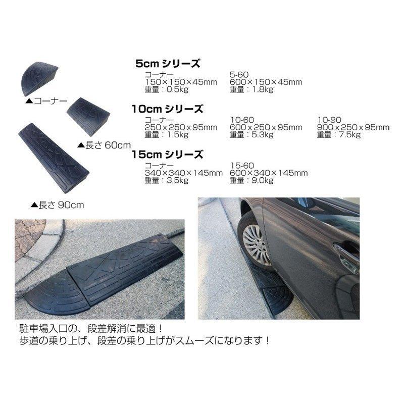 ゴム製段差プレート　「DANSAのぼるくん」車庫入れスムーズ　段差5ｃｍ用コーナー（国産高品質ゴム　消音段差解消）耐荷重10t　 |  | 02