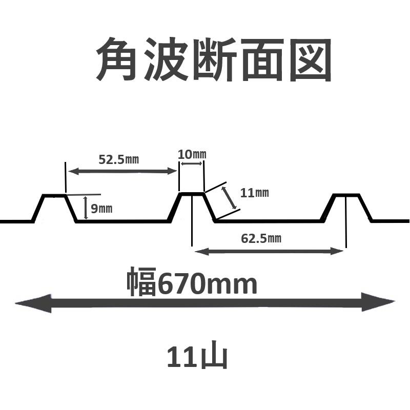 追加購入用） カラートタン波板 角波 6尺（1820mm） 厚み：0.25mm