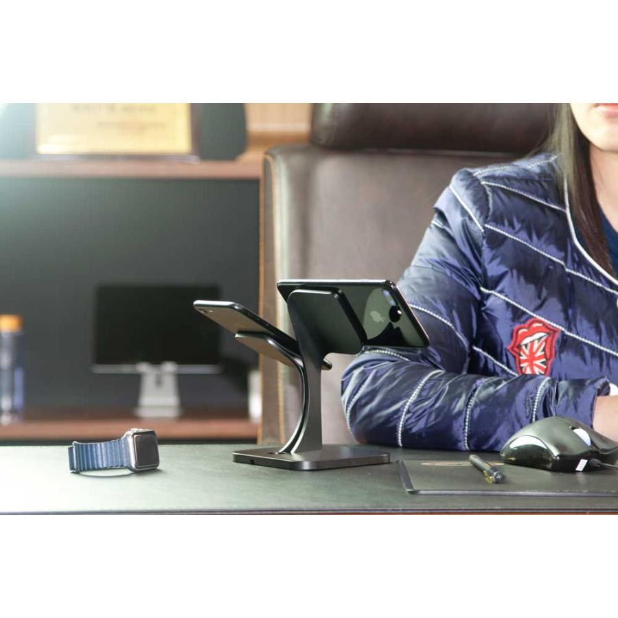 2つ置き リーフデザイン スタイリッシュ スマホスタンド / 卓上 充電 スマートフォン スマホ スタンド 自撮り オンライン授業 配信 爆買 |  | 07