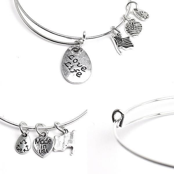 ALECK ANNDRA NEEN ブレスレット Lｏｖｅ Ｌｉｆｅ プレートチャーム シルバー バングル 腕輪 SPST005 |  | 01