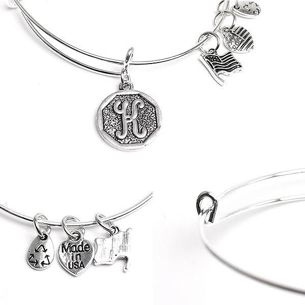 ALECK ANNDRA NEEN ブレスレット K イニシャルチャーム シルバー バングル 腕輪 SPST010 |  | 01