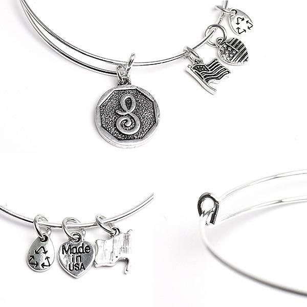 ALECK ANNDRA NEEN ブレスレット S イニシャルチャーム シルバー バングル 腕輪 SPST013 |  | 01