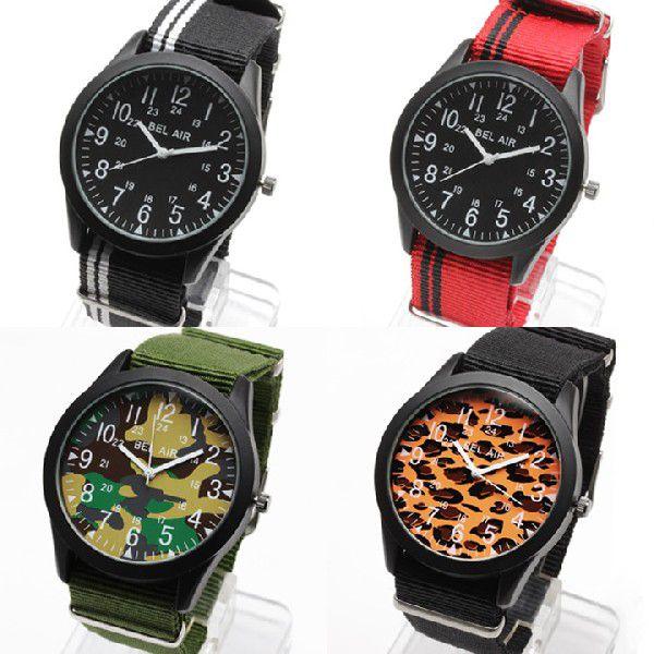 腕時計 メンズ腕時計 ミリタリーデザイン キャンバスベルト かんたん