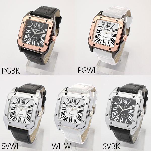 腕時計 メンズ腕時計 SORRISO スクエアケース ローマ数字 上品で高級感