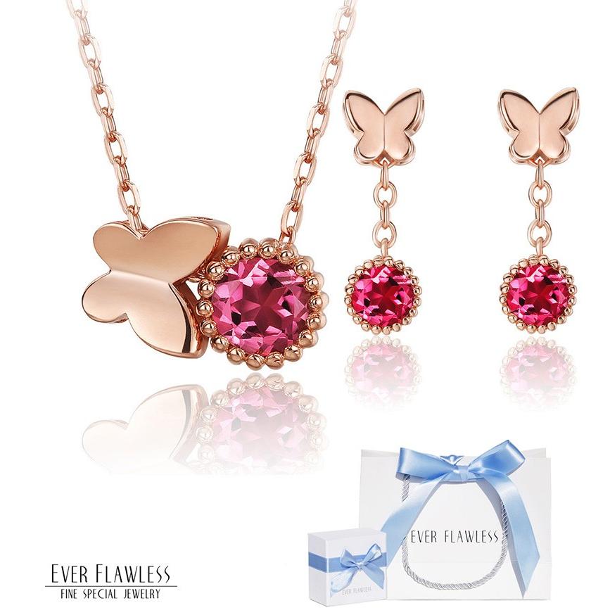 SWAROVSKI バタフライ ネックレス ピアス セット 蝶 天然ルビー SWAROVSKI バタフライ ネックレス ピアス セット 蝶 天然ルビー