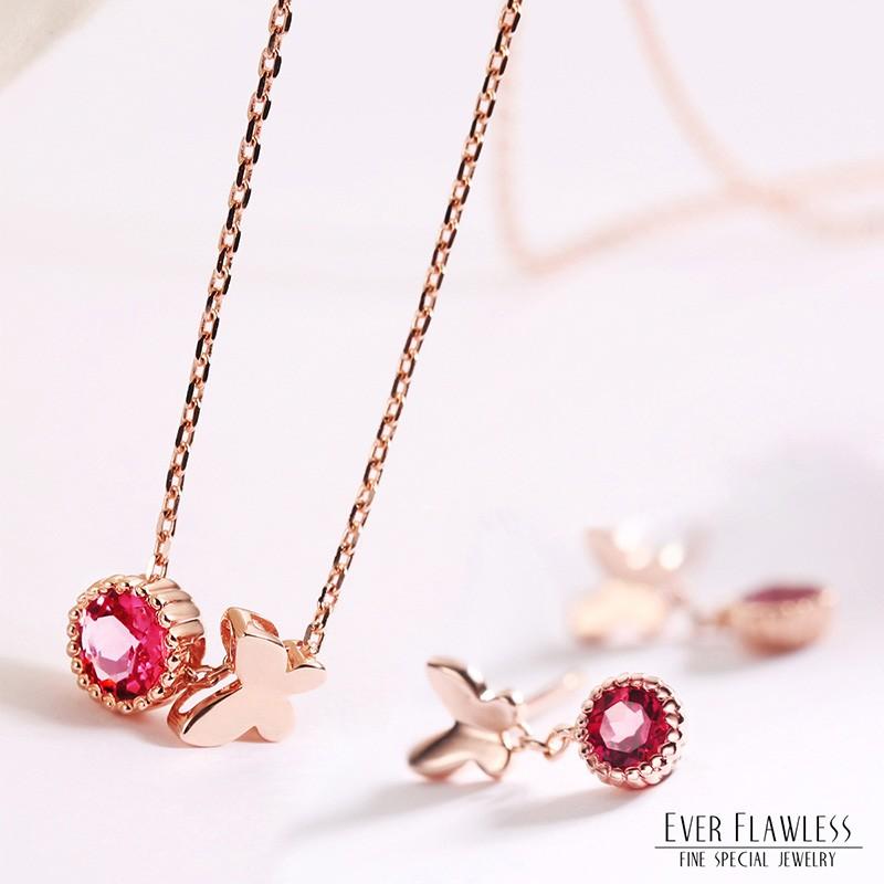 SWAROVSKI バタフライ ネックレス ピアス セット 蝶 天然ルビー SWAROVSKI バタフライ ネックレス ピアス セット 蝶 天然ルビー