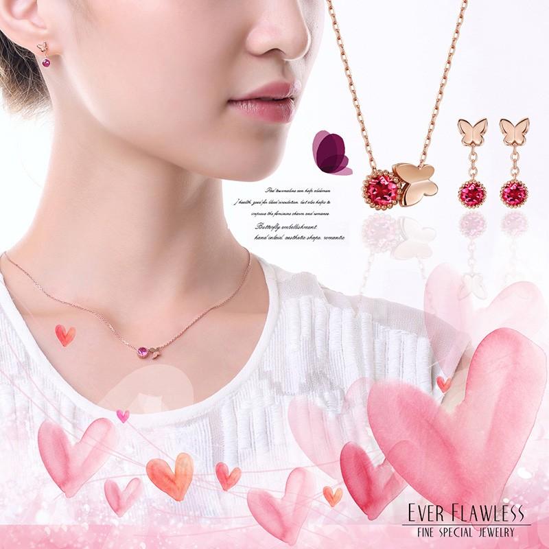 SWAROVSKI バタフライ ネックレス ピアス セット 蝶 天然ルビー SWAROVSKI バタフライ ネックレス ピアス セット 蝶 天然ルビー