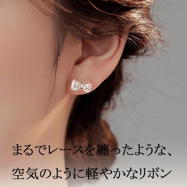 SWAROVSKI（スワロフスキー） S925純銀製 リボンモチーフ ピアス 