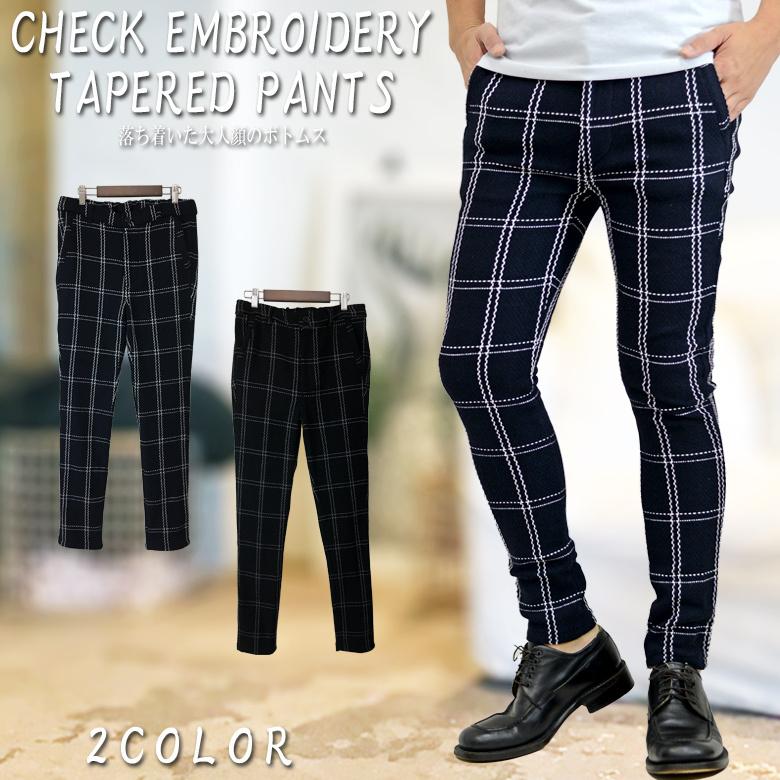 パンツ メンズ テーパードパンツ スラックス チェック フォーマル ビジネス カジュアル スーツ 黒 紺 Spruce Vasin 通販 Yahoo ショッピング