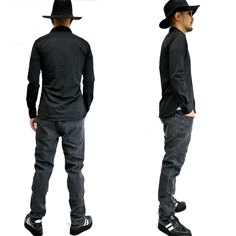 閉店セール】長袖シャツ スーパーストレッチ 長袖シャツ メンズ ライン