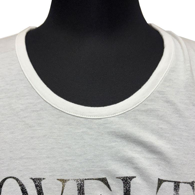 【閉店セール】ストレッチメッセージプリント Uネック 在庫一掃セール　ホワイト グレー Sサイズ 小さいサイズ |  | 07