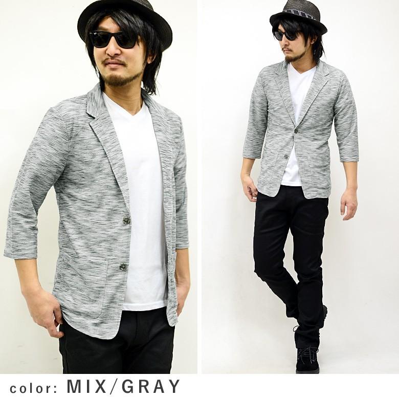 閉店セール】7分袖スラブテーラードジャケット メンズ JKT 背面