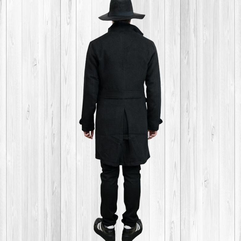 チェスターコート　カシミヤ　ヘリンボーン　黒　ビジネス　カジュアル　メンズL チェスターコート カシミヤ ヘリンボーン 黒 ビジネス