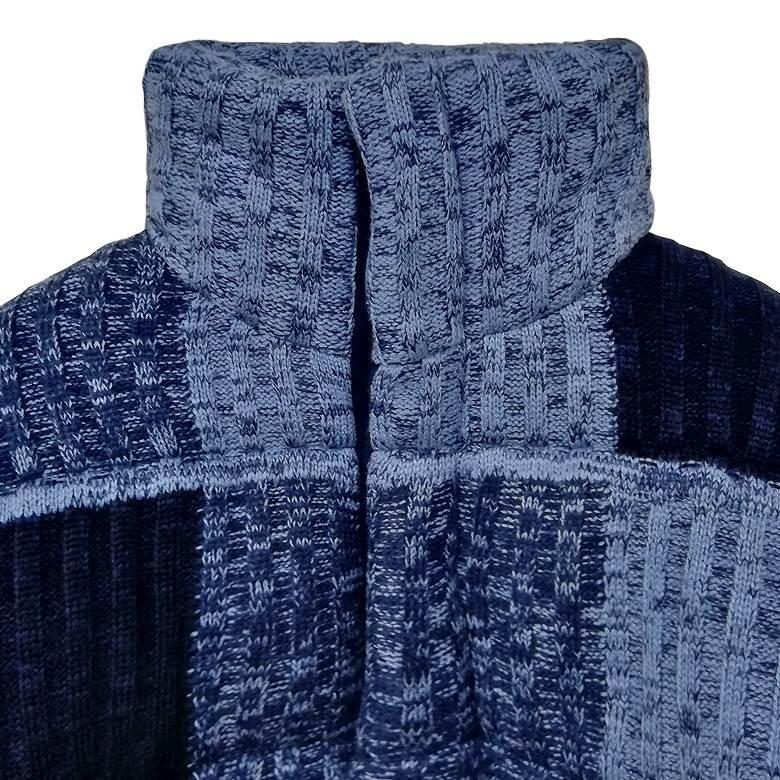 パッチワーク風切替ボリューム中綿ニットジャケット メンズ 中綿  