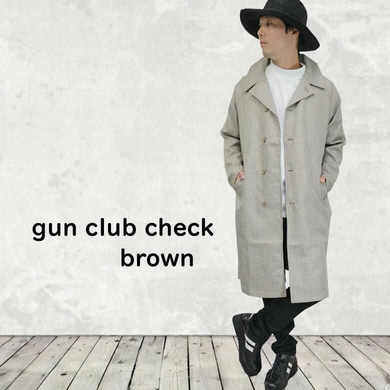 閉店セール】チェック柄ステンカラーコート メンズコート ロング丈 膝