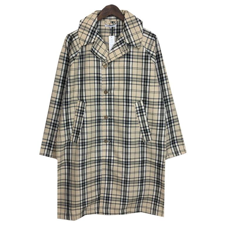 閉店セール】チェック柄ステンカラーコート メンズコート ロング丈 膝
