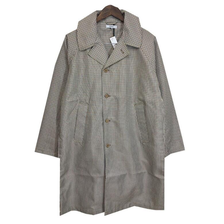 閉店セール】チェック柄ステンカラーコート メンズコート ロング丈 膝