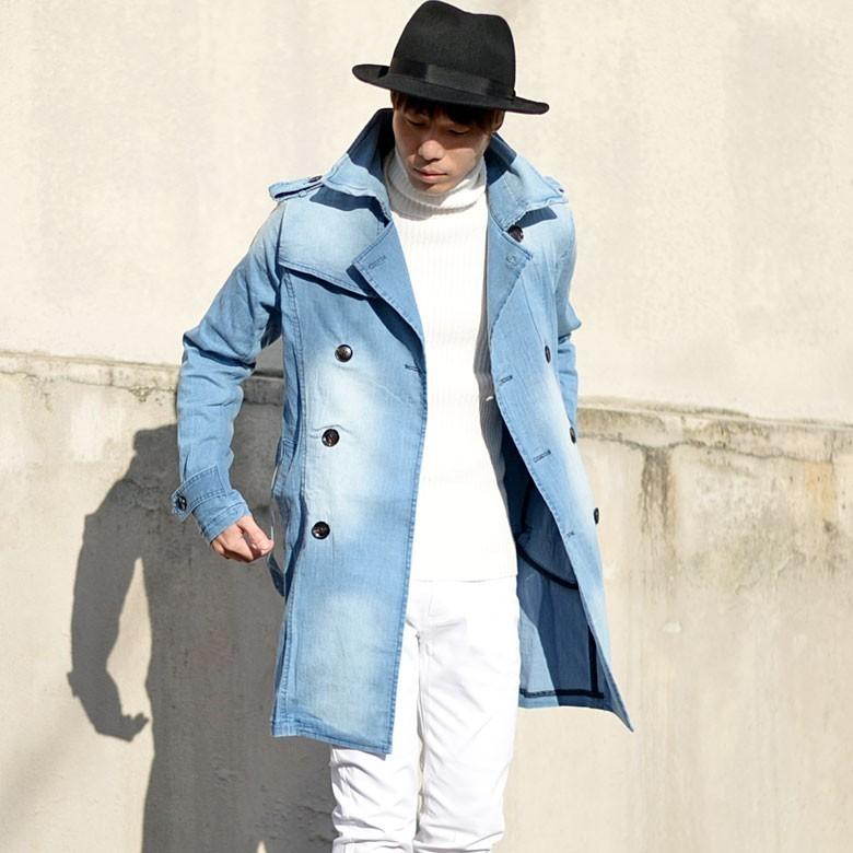 デニムトレンチコート メンズコート トレンチ デニムコート デニムトレンチ ストレッチデニム ロングコート 膝上コート 襟ワイヤー 形状記憶ワイヤー アウター 1363 41 Spruce Vasin 通販 Yahoo ショッピング
