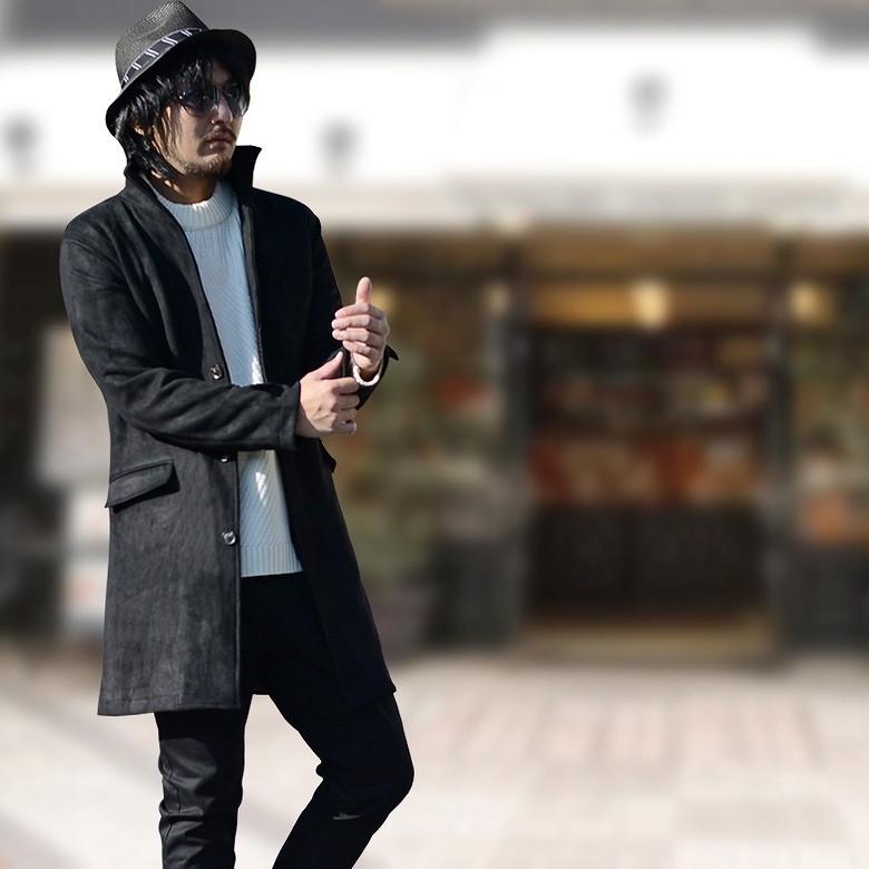 形状記憶ワイヤー襟フェイクスエードイタリアンカラーコート メンズコート ロングコート 膝上丈 トレンチコート グレー ベージュ ブラック 1651 53 Spruce Vasin 通販 Yahoo ショッピング