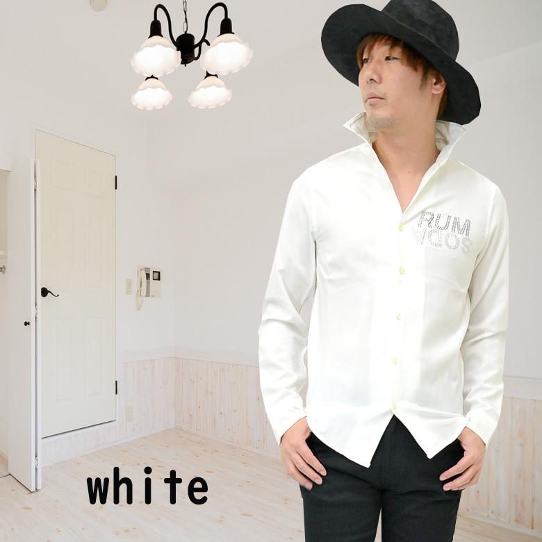 Hello,Bonjour! 長袖シャツ 閉店セール】長袖シャツ ロングシャツ ホリゾンタルカラー 形状記憶