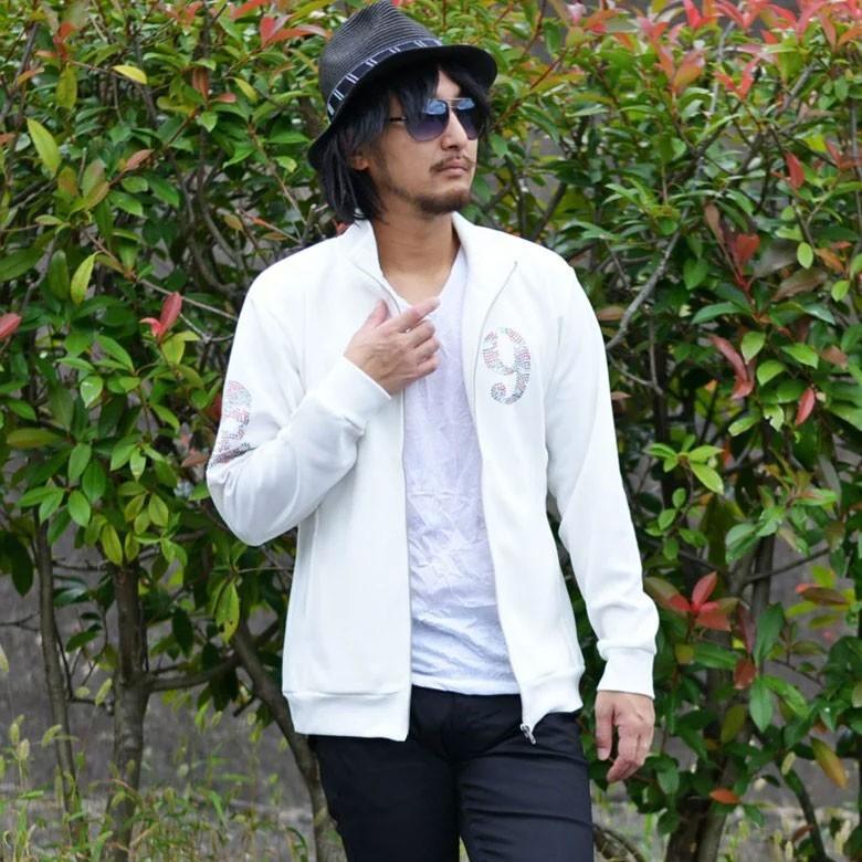 閉店セール】ラインストーン ナンバリング ZIPブルゾン ジャケット