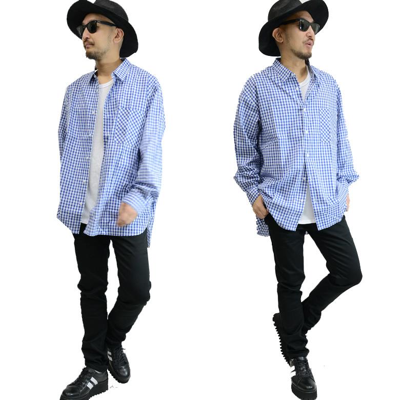 未使用　BINDAL【 長袖シャツ M 】青系チェック　3枚セット 閉店セール】長袖シャツ タータンチェック＆ギンガムチェックビッグ