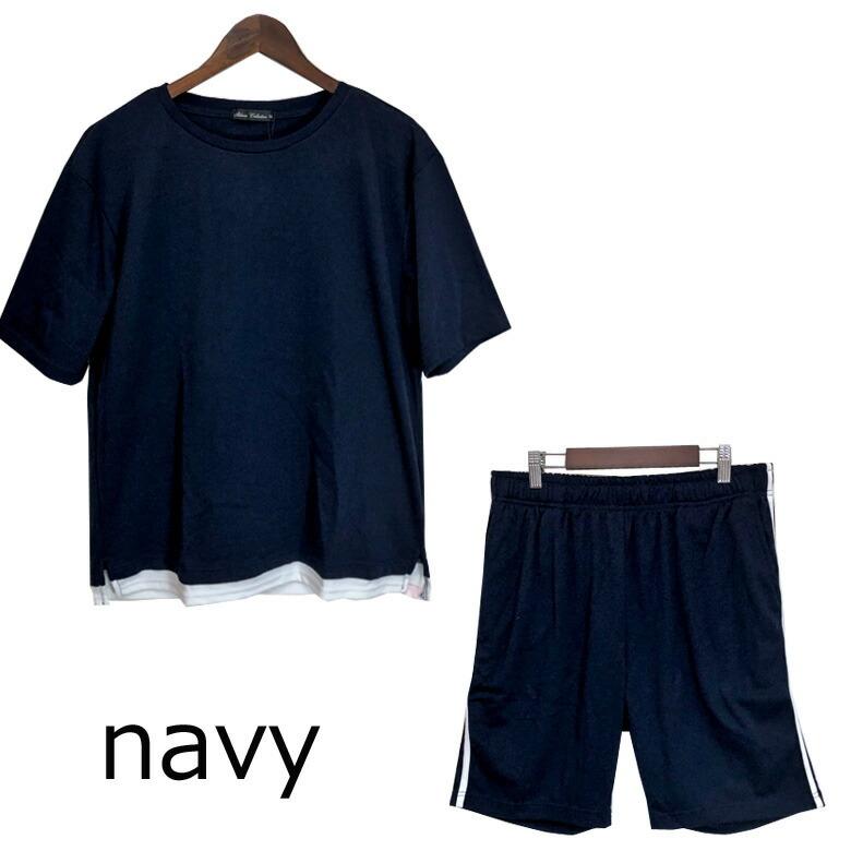 上下セット メンズ セットアップ フェイクレイヤードTシャツ 上下セット メンズ セットアップ フェイクレイヤードTシャツ