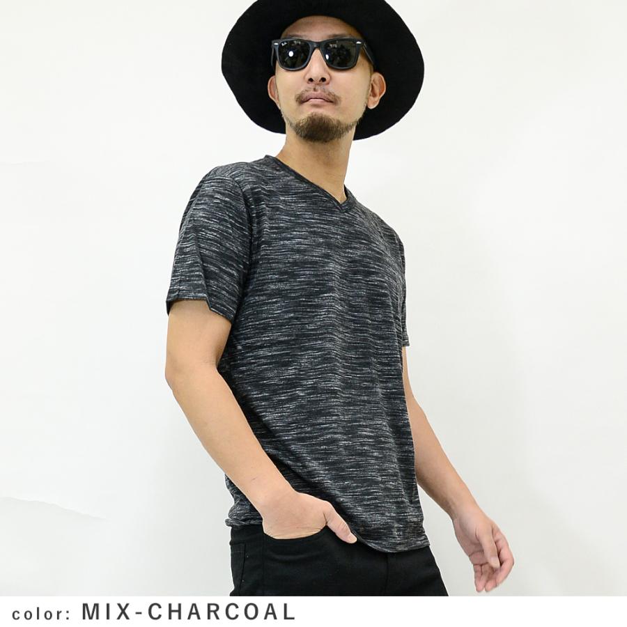 メンズカットソー 半袖カットソー 半袖Tシャツ 杢スラブ風 V