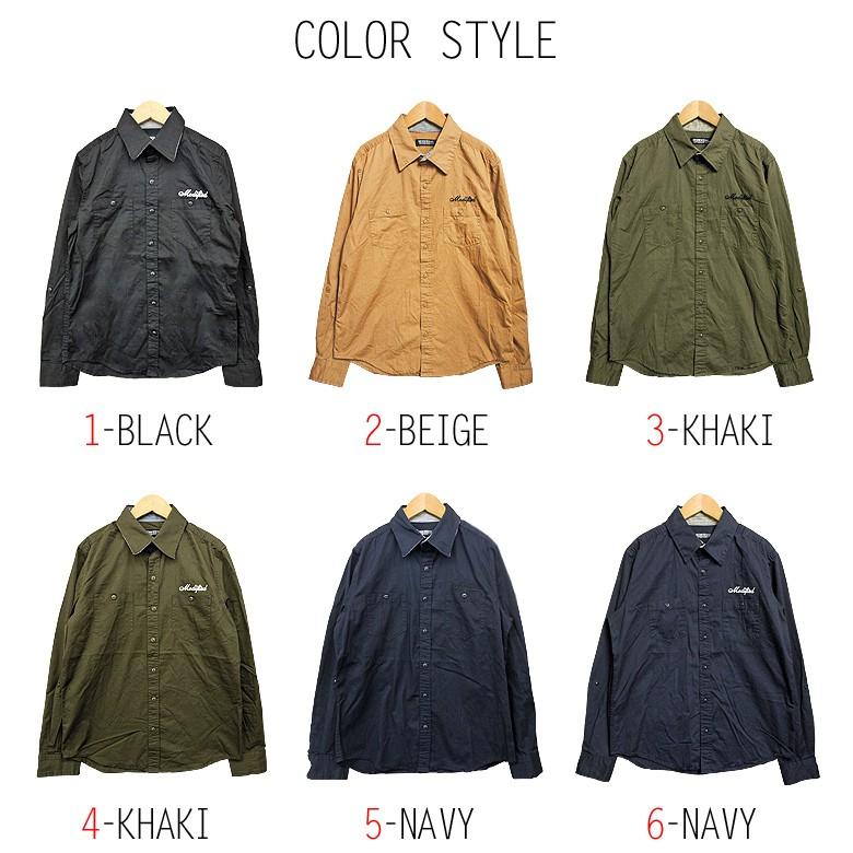 閉店セール】長袖 カジュアルシャツ メンズ チェーンステッチ