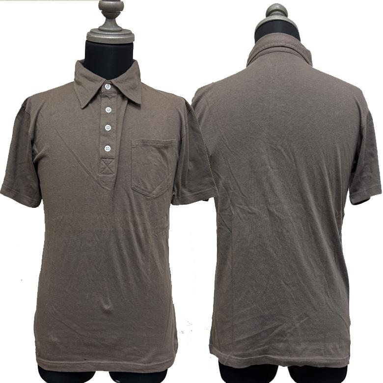 閉店セール】色落ち加工 半袖ポロシャツ ブラウン ビズポロ ストレッチ