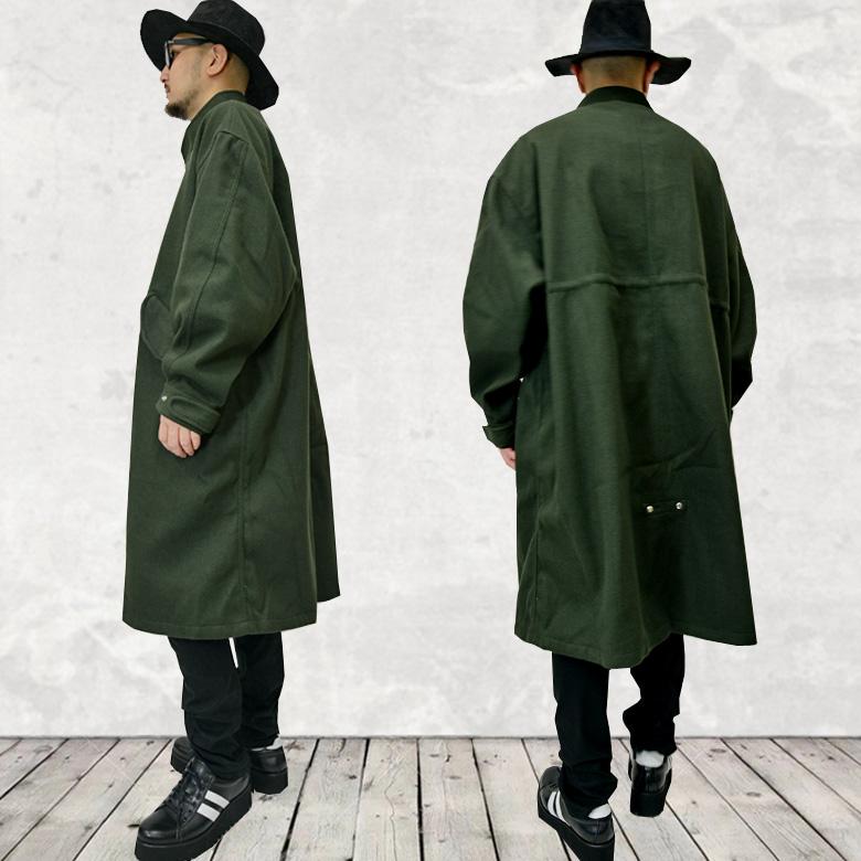 TMT CLOSET ミリタリー ウール Pコート スタッズ 中綿 カーキ L